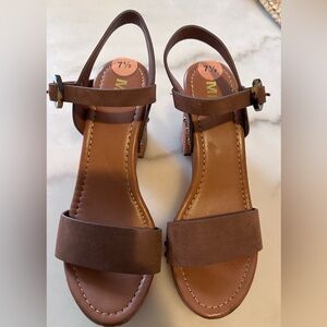 MIA Brown Leather Sandals with Ankle Strap